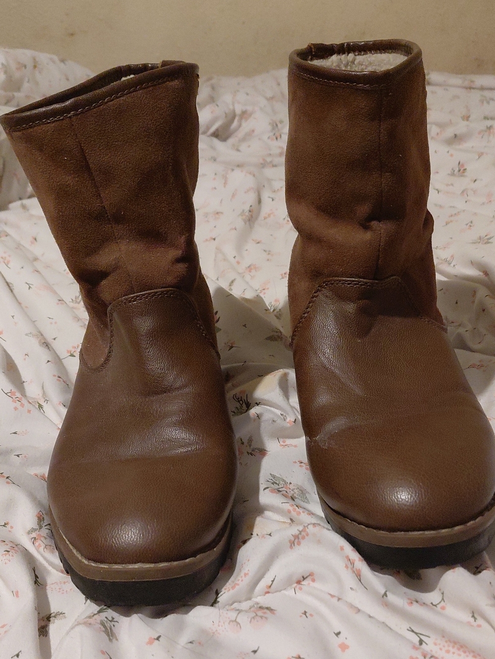 Nautica Brown Mid-Calf Cozy Winter Boots